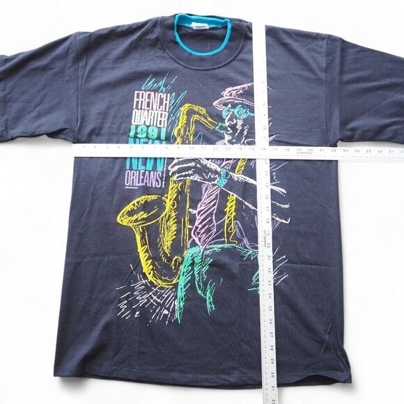 Vintage 1991 French Quarter New Orleans Jazz Single Stitch T-Shirt Men's L/XL - Picture 7 of 9